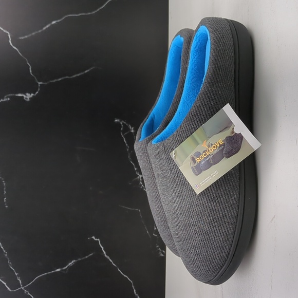 RockDove Men's Original Two-Tone Memory Foam Slipper Dark Gray/Blue sz 9-10(M) - Picture 4 of 10
